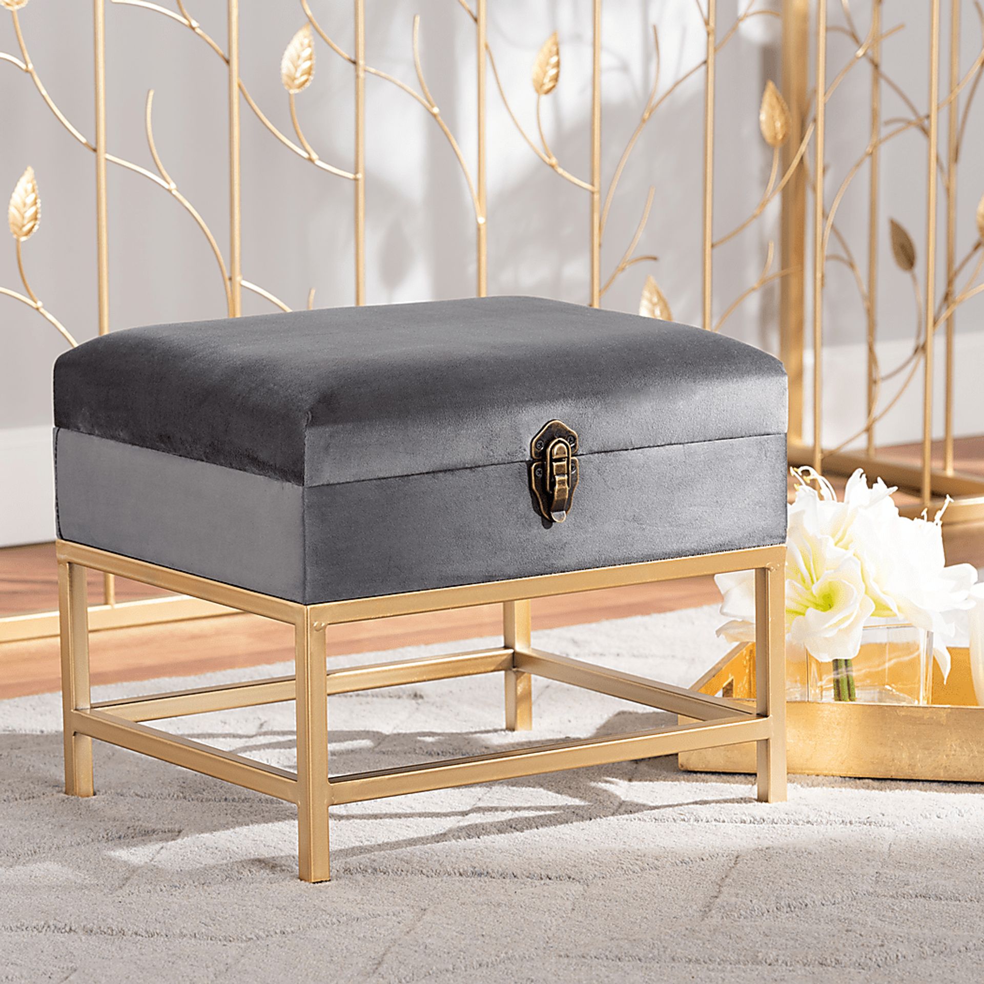 Wiltz Gray Storage Accent Ottoman - Image 7