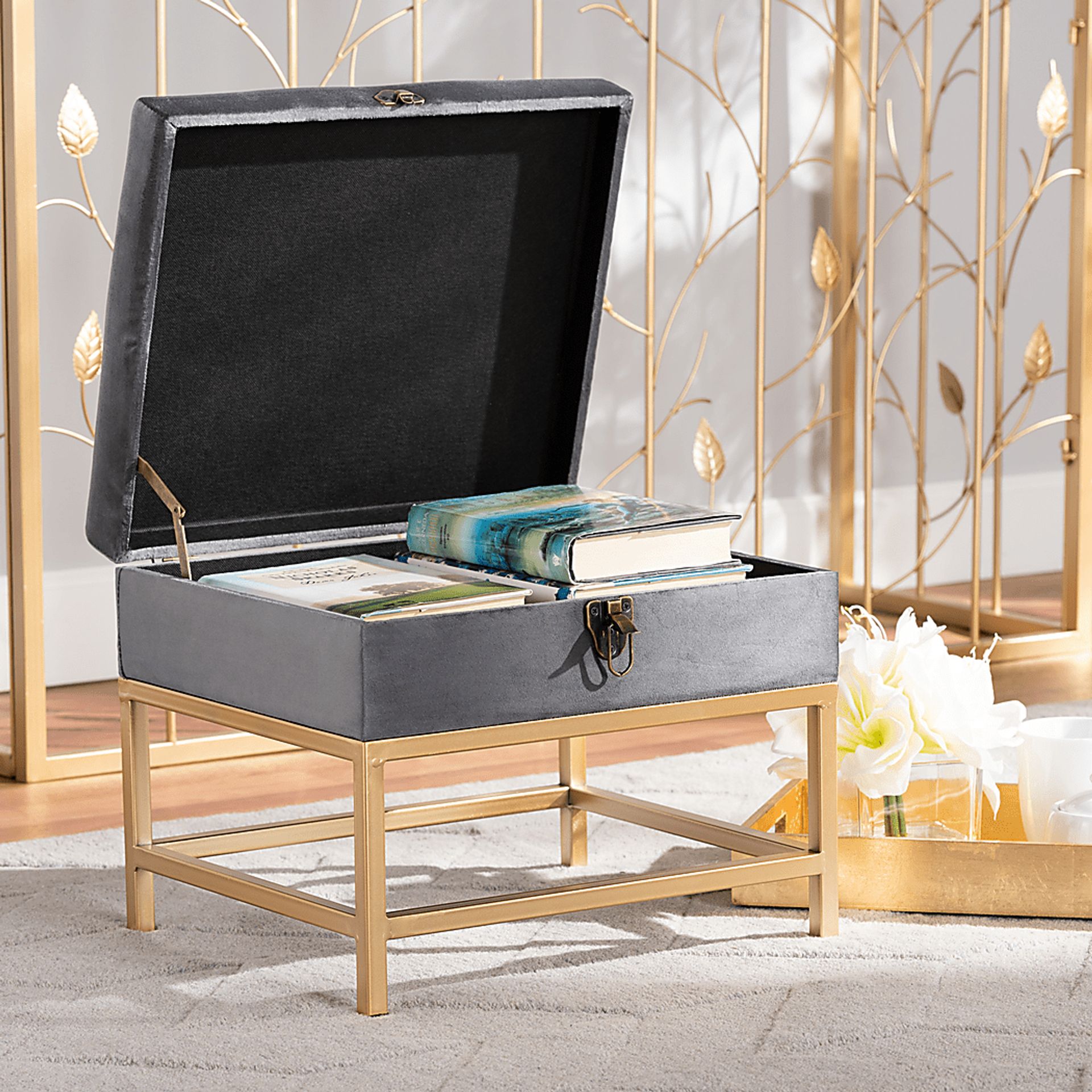 Wiltz Gray Storage Accent Ottoman - Image 8