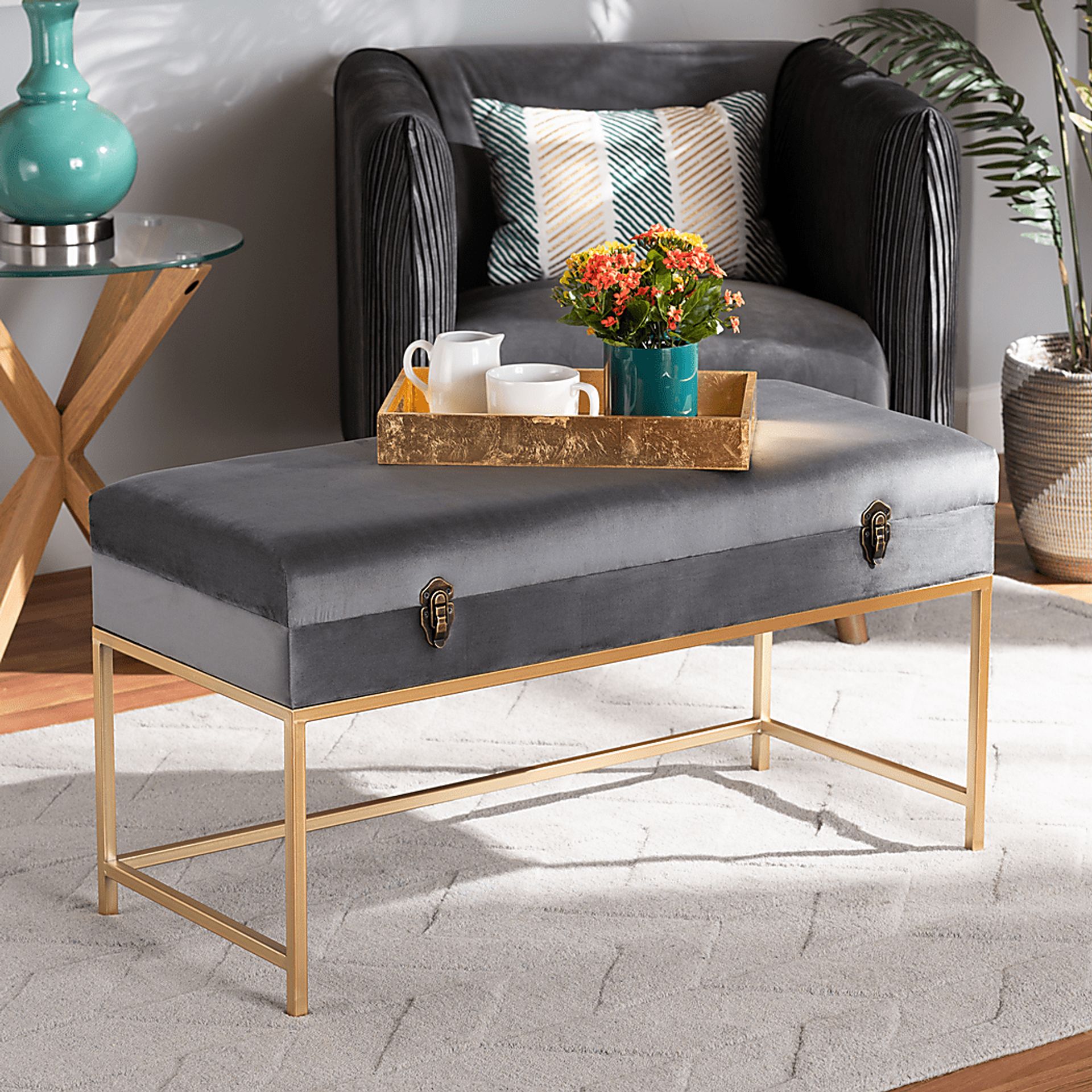 Wiltz Gray Storage Ottoman - Image 7