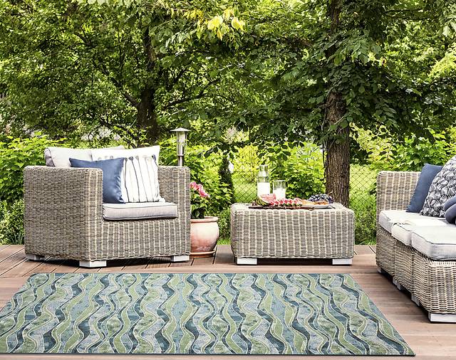 Wimasa Blue 6'6 x 9'4 Indoor/Outdoor Rug - Thumbnail - Image 2