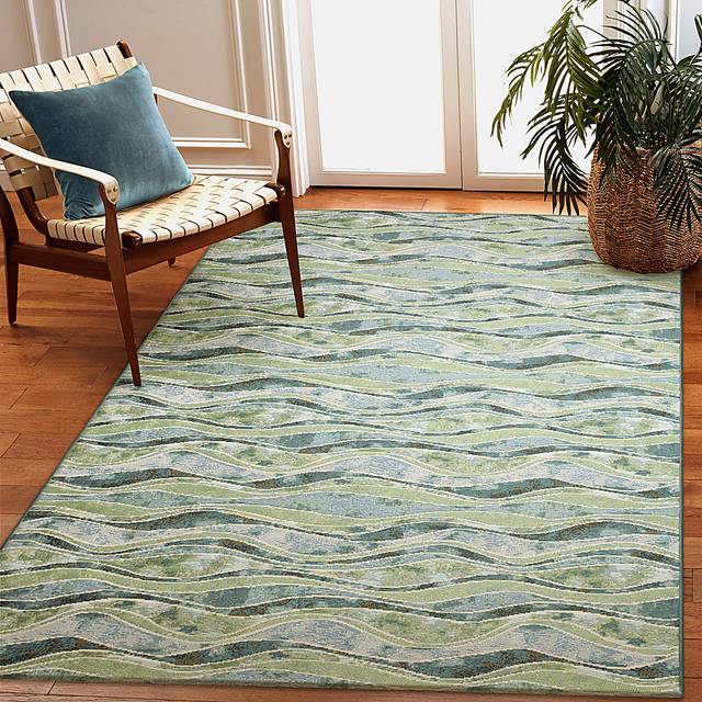 Wimasa Blue 6'6 x 9'4 Indoor/Outdoor Rug - Thumbnail - Image 7