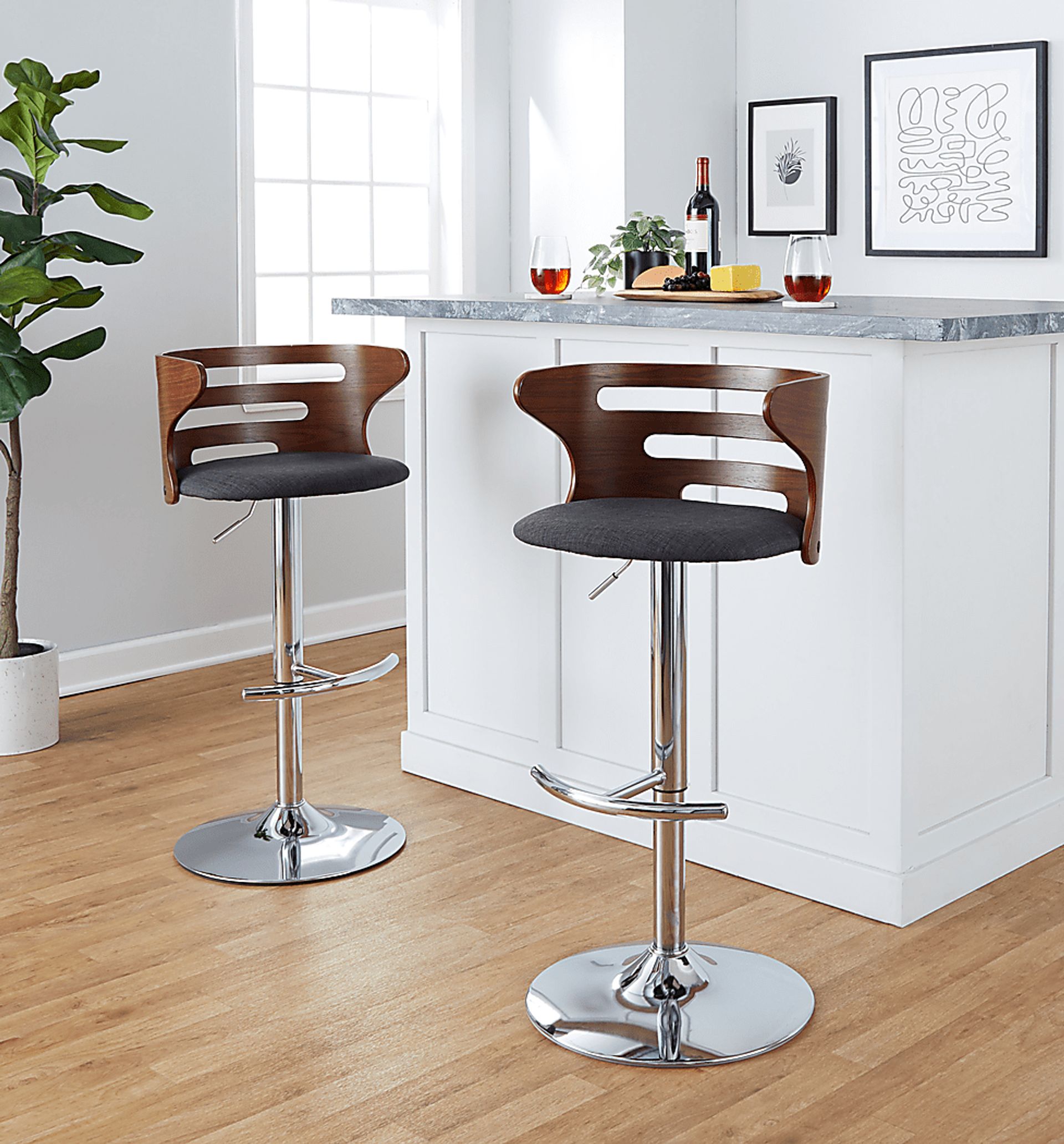 Wincanton I Charcoal Adjustable Swivel Barstool, Set of 2 - Image 2