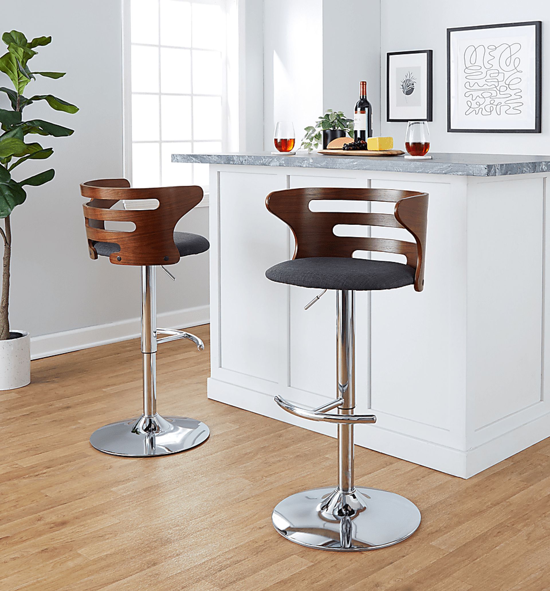 Wincanton I Charcoal Adjustable Swivel Barstool, Set of 2 - Image 3