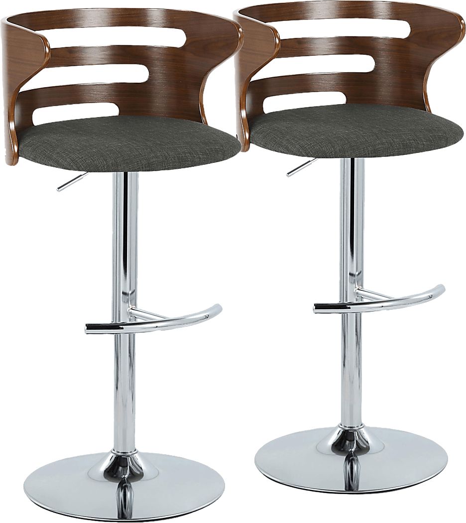 Wincanton I Charcoal Adjustable Swivel Barstool, Set of 2