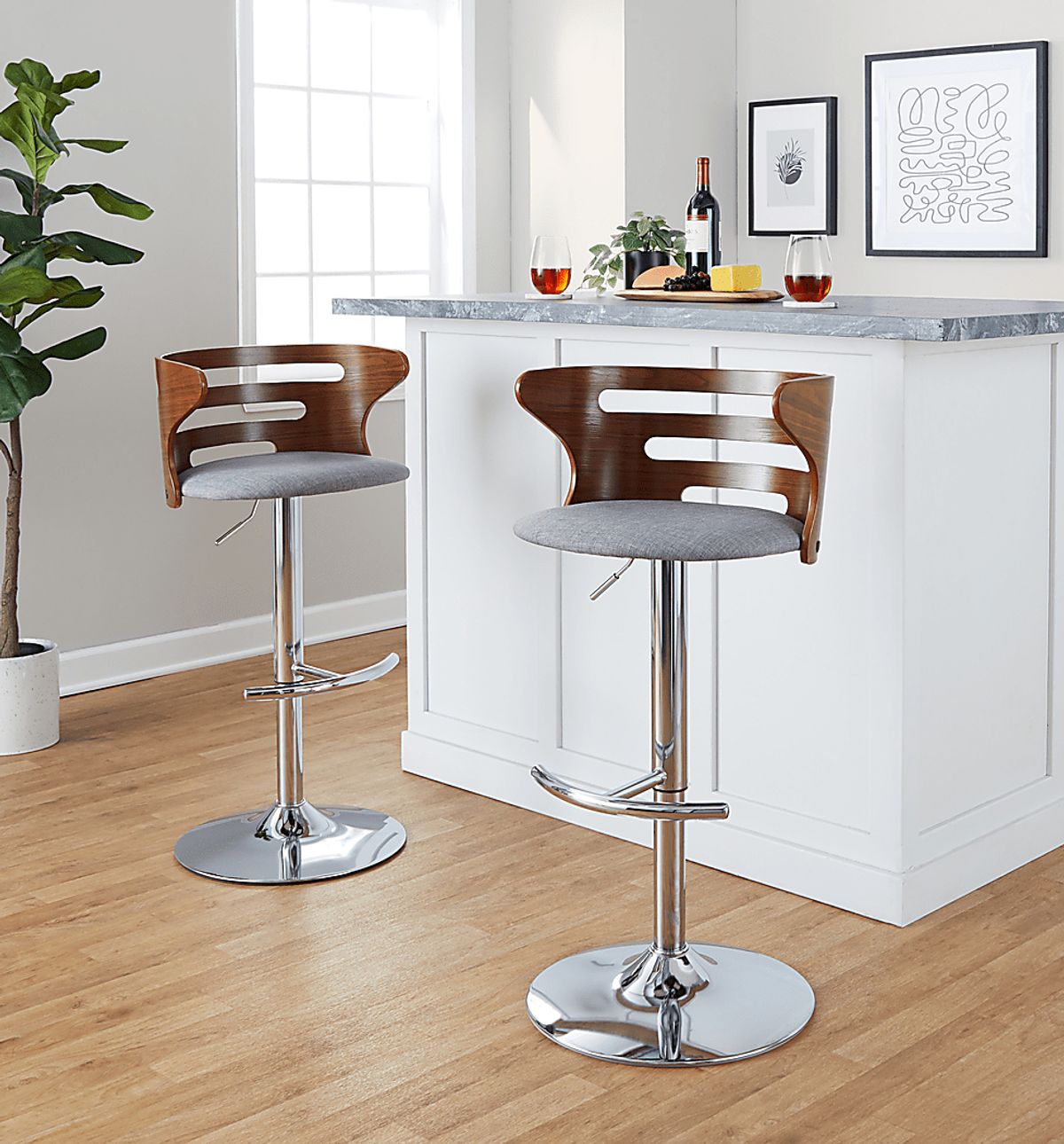 Wincanton I Chrome Metal Gray Adjustable,swivel Barstool 