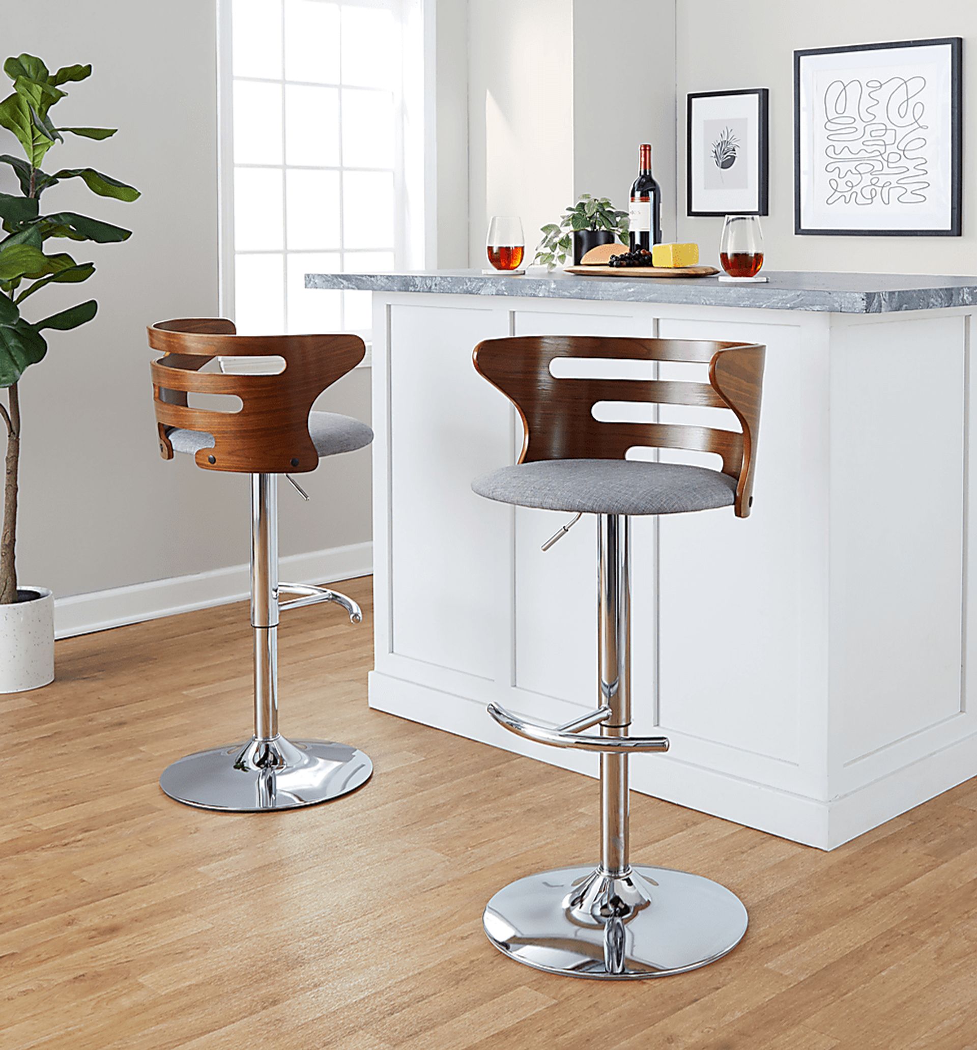 Wincanton I Gray Adjustable Swivel Barstool, Set of 2 - Image 3