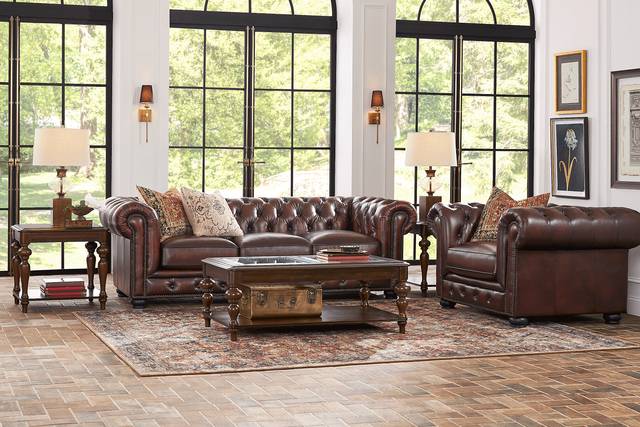 Winchester Way Brown Leather Chesterfield Sofa - Thumbnail - Image 2