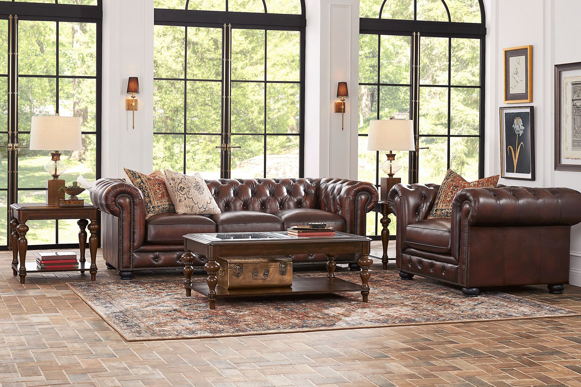 Winchester Way Brown Leather Chesterfield Sofa - Image 2