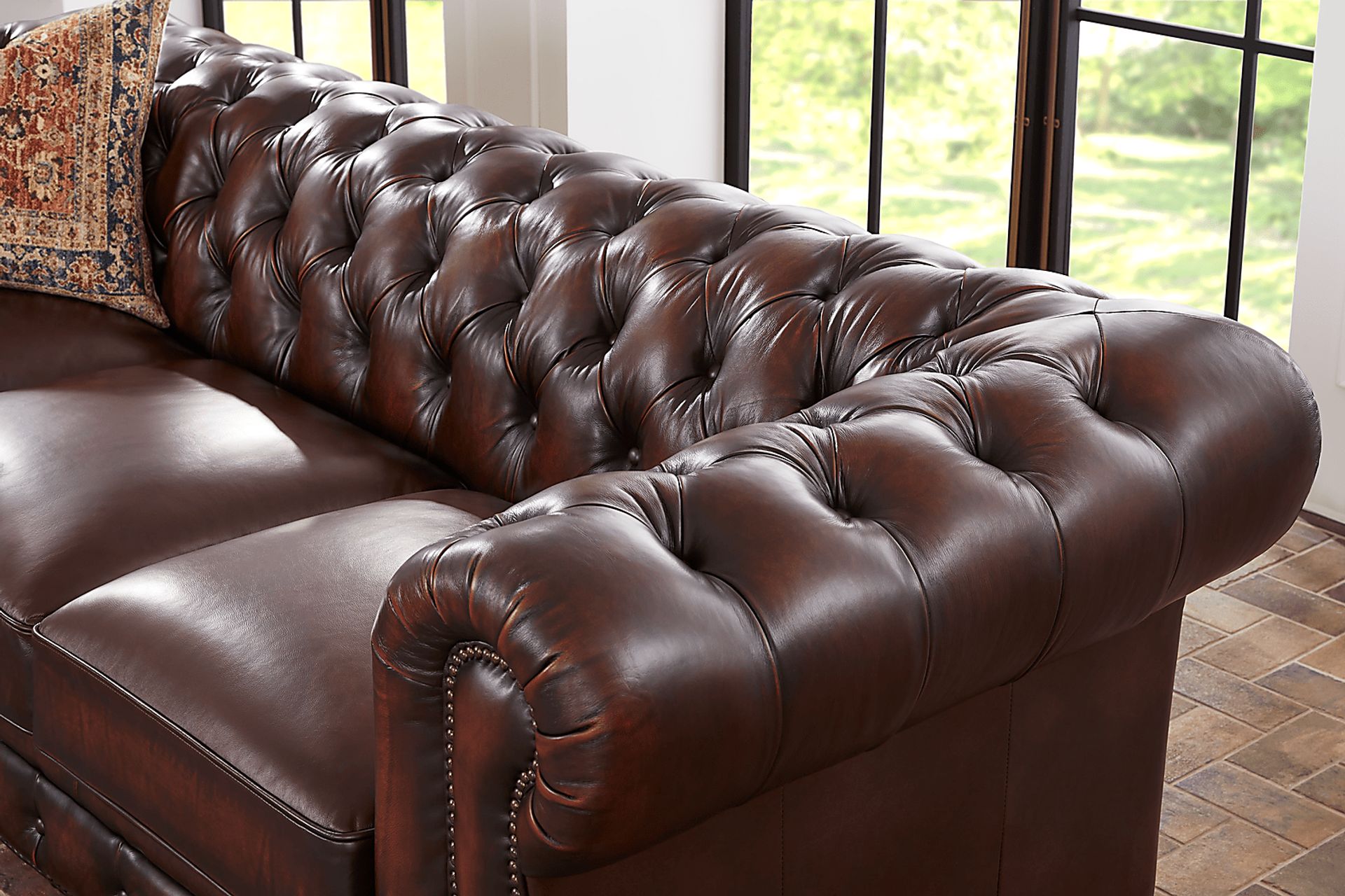 Winchester Way Brown Leather Chesterfield Sofa - Image 3
