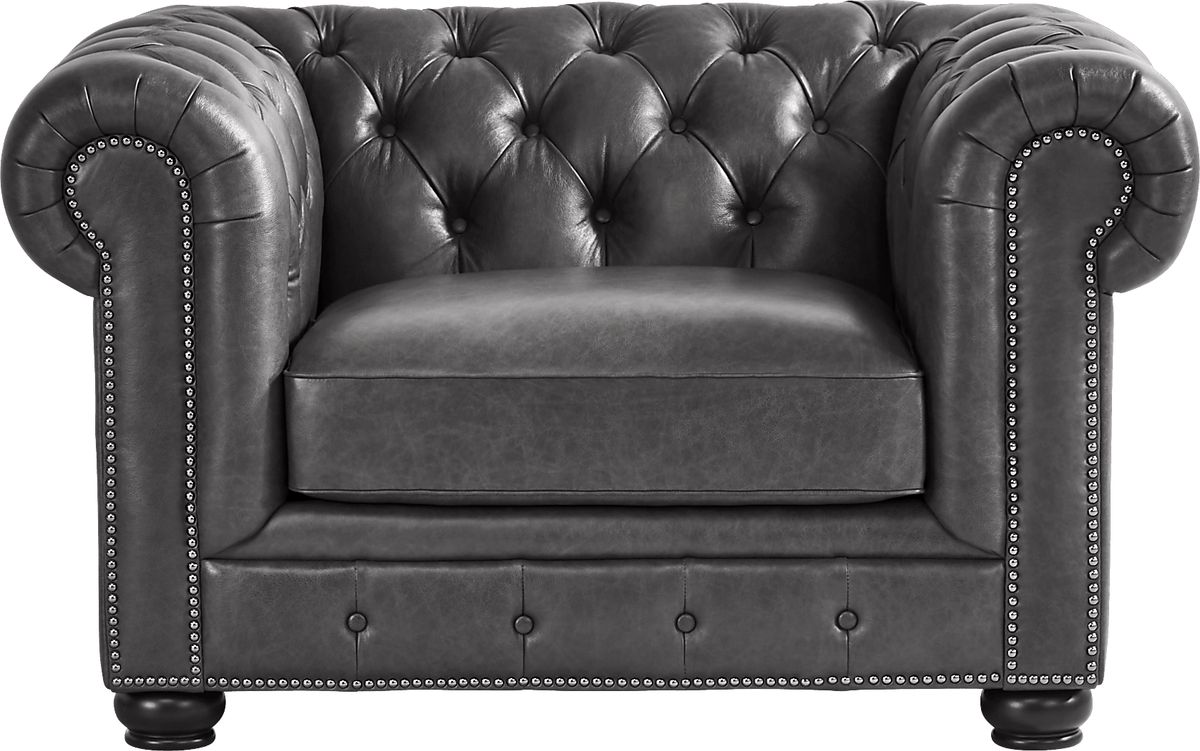 Winchester Way 2 Pc Gray Leather Living Room Set With Sofa, Chair