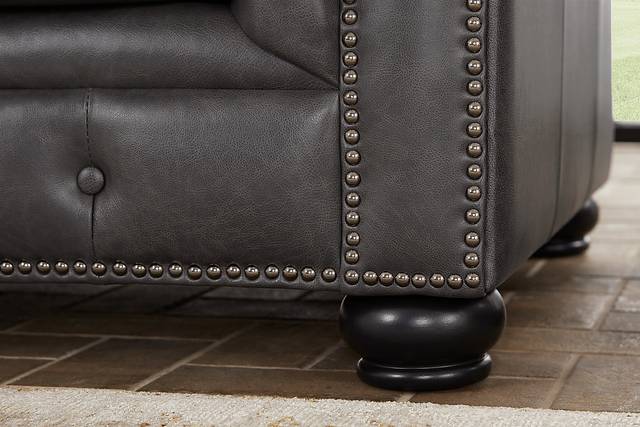 Winchester Way Gray Leather Loveseat - Thumbnail - Image 2