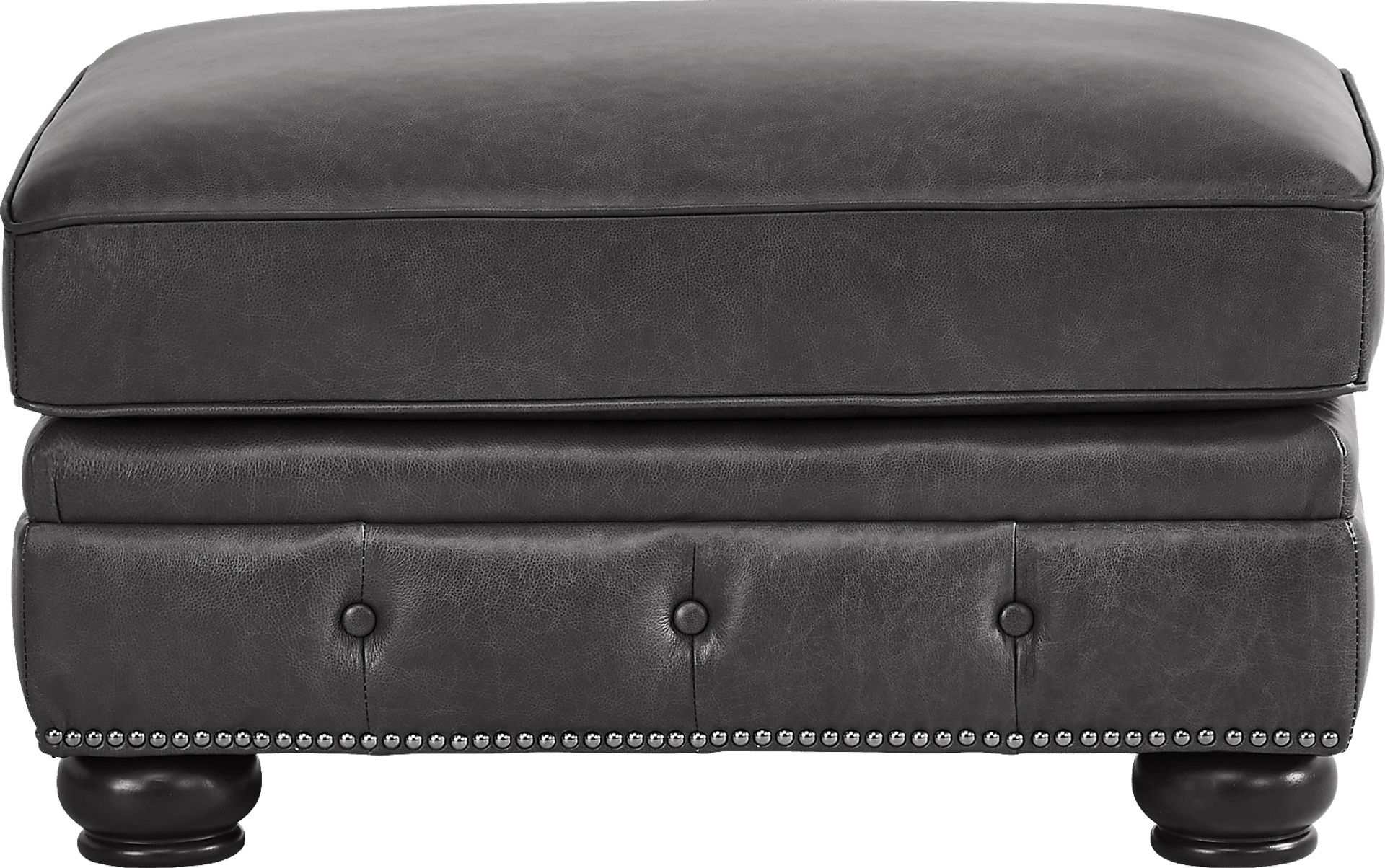 Winchester Way Gray Leather Ottoman - Image 2