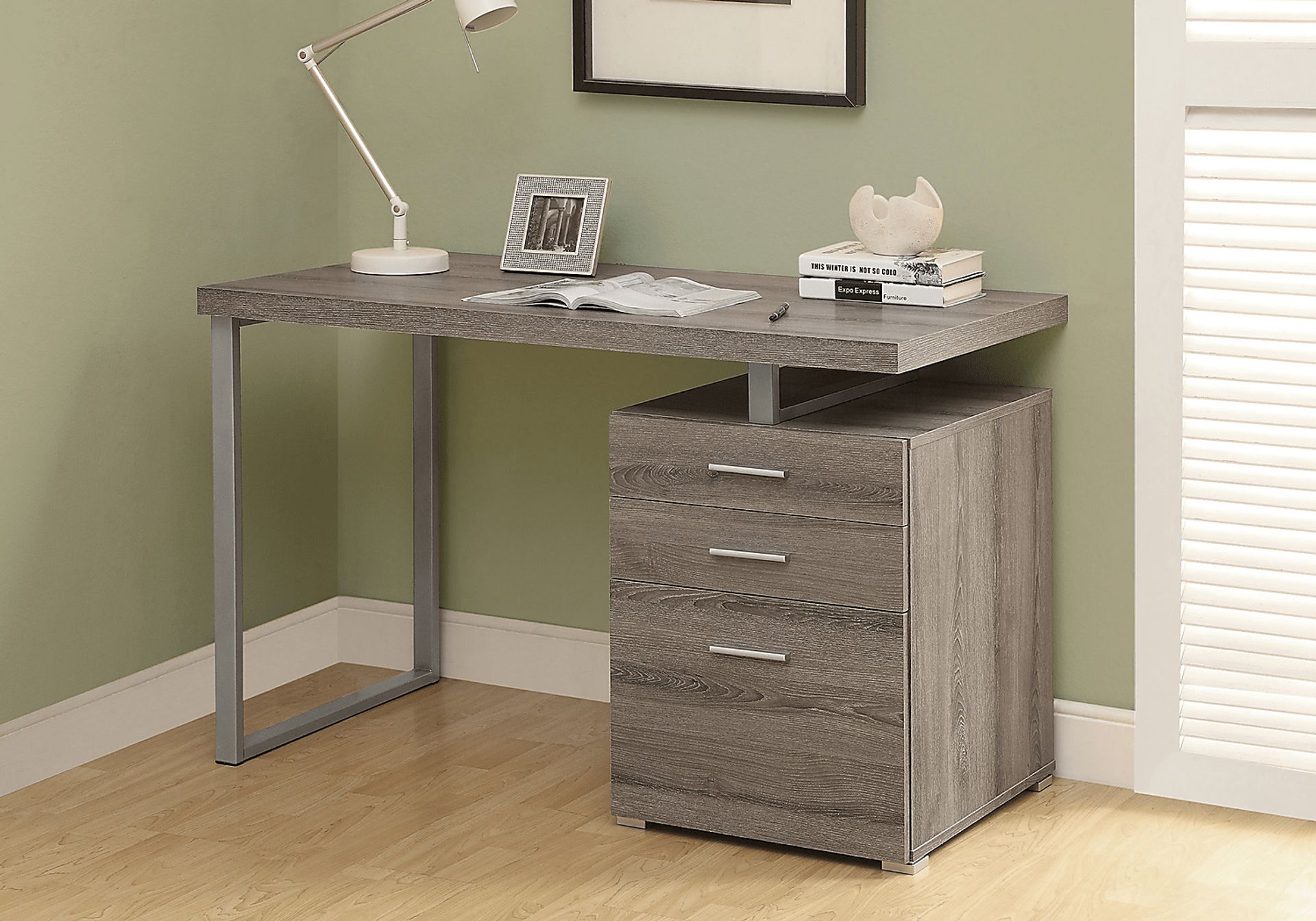 Windmier Dark Taupe Desk - Image 2