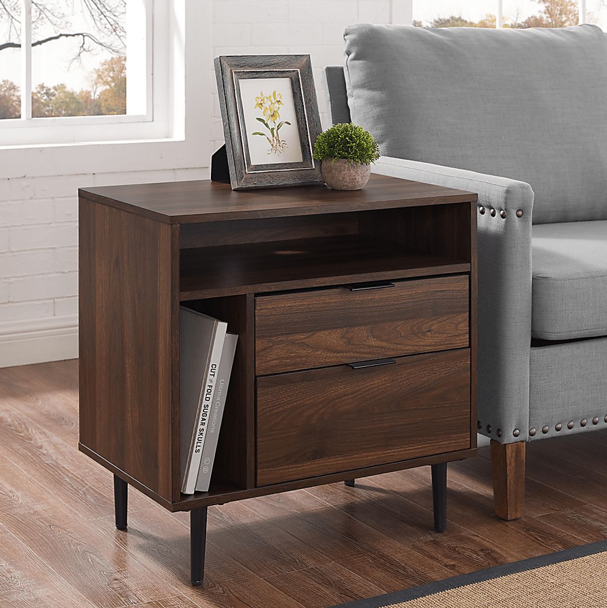 Windmore Walnut Dark Wood End Table | Rooms to Go