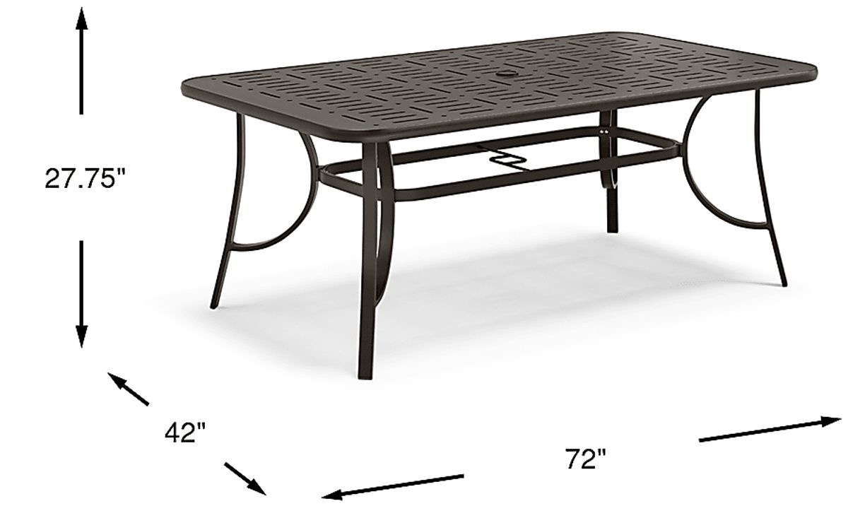 Windy Isle Bronze Metal Aluminum Outdoor 72 in. Dining Table