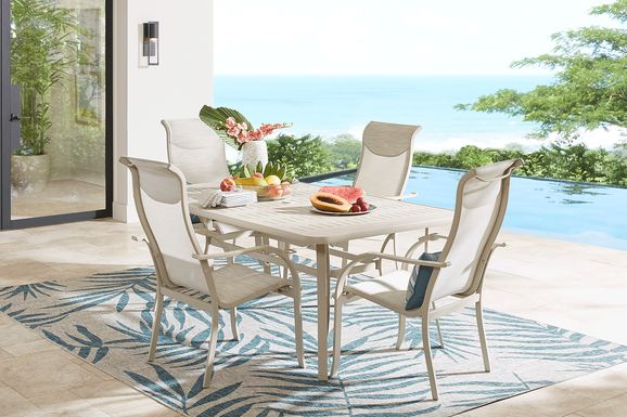 Windy Isle Sand 5 Pc 72 in. Rectangle Outdoor Dining Set