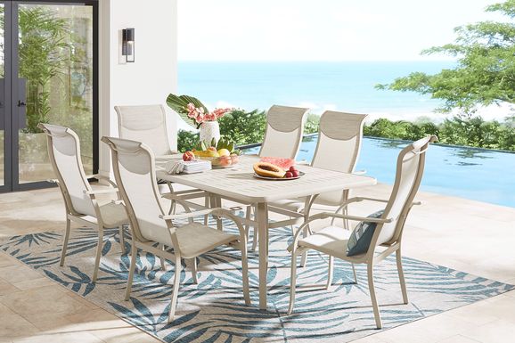 Windy Isle Sand 7 Pc 72 in. Rectangle Outdoor Dining Set