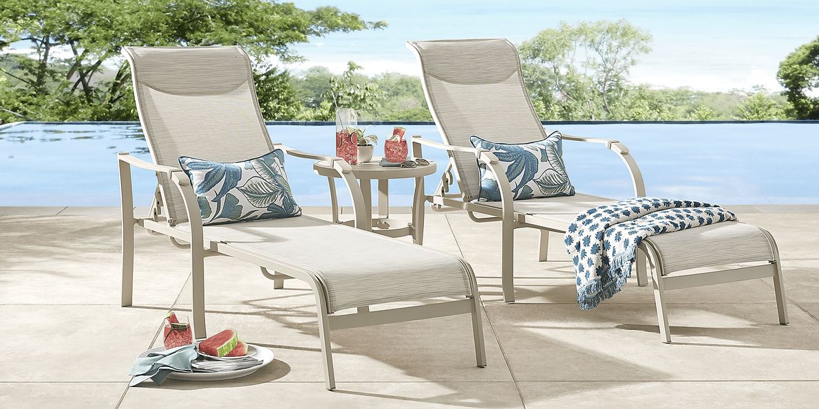 Windy Isle Sand Light Wood Aluminum Outdoor Set Of 2 Chaises Rooms To Go