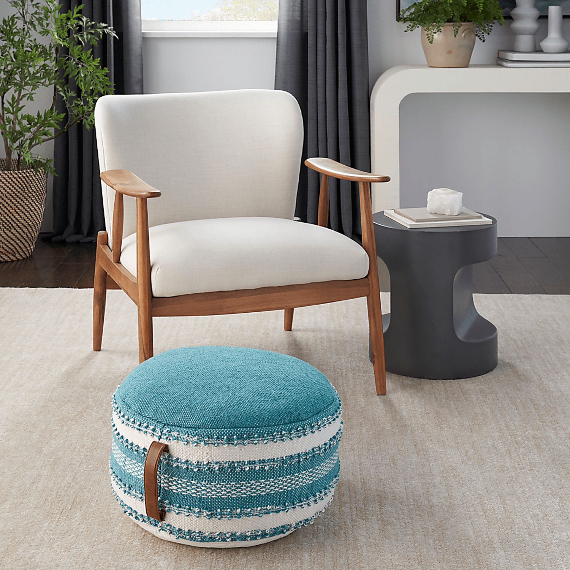 Windybay Turquoise Indoor/Outdoor Pouf - Image 2