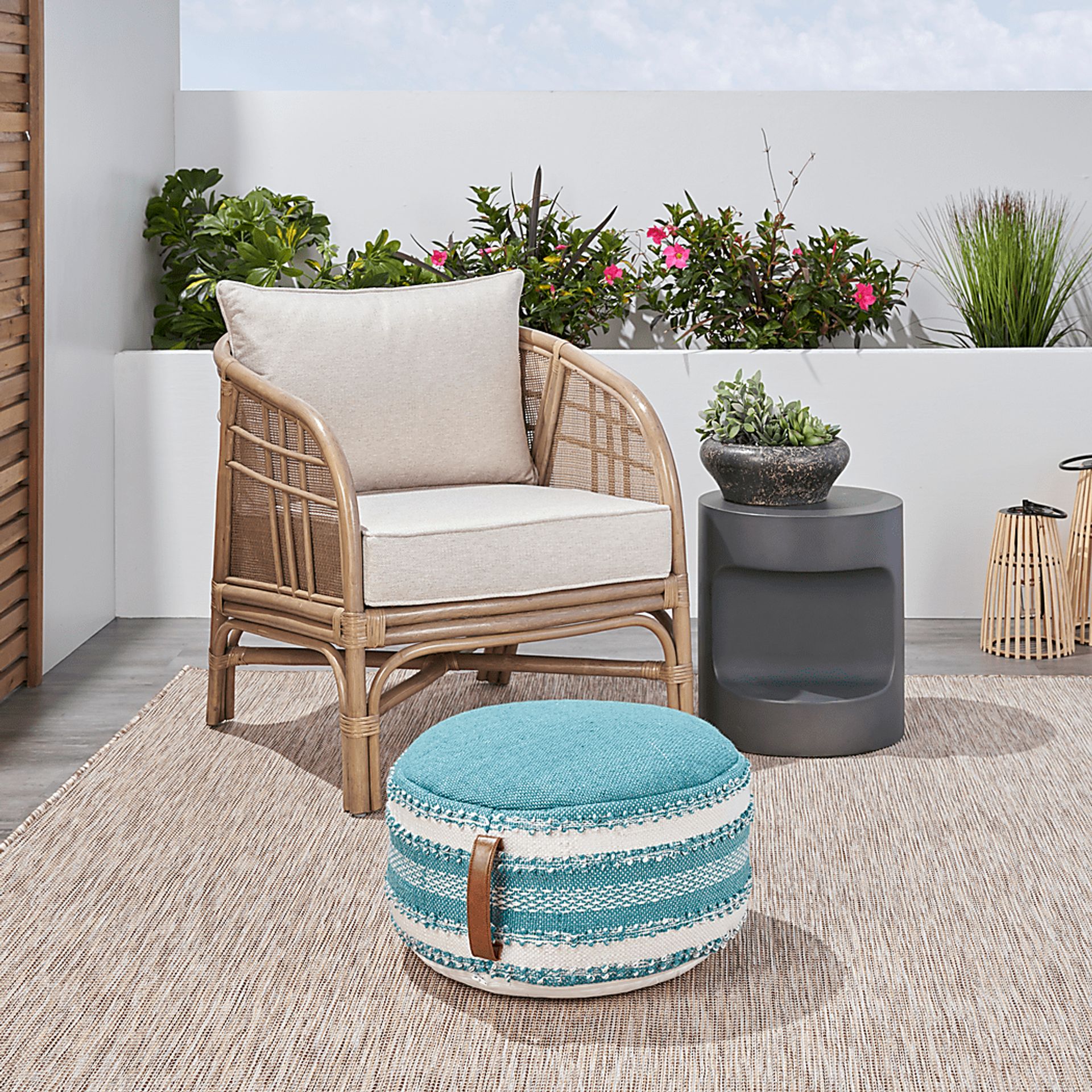 Windybay Turquoise Indoor/Outdoor Pouf - Image 3