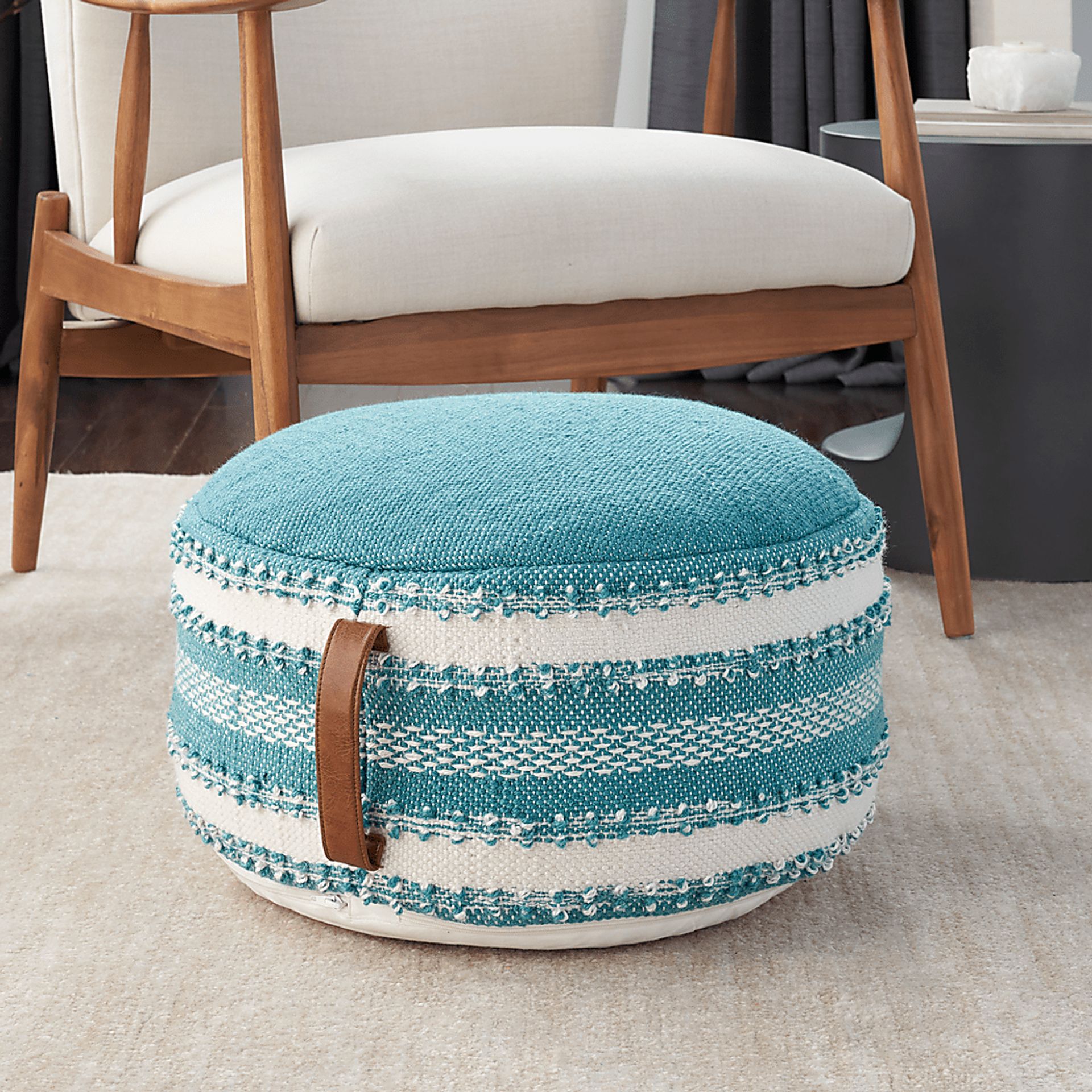 Windybay Turquoise Indoor/Outdoor Pouf - Image 4