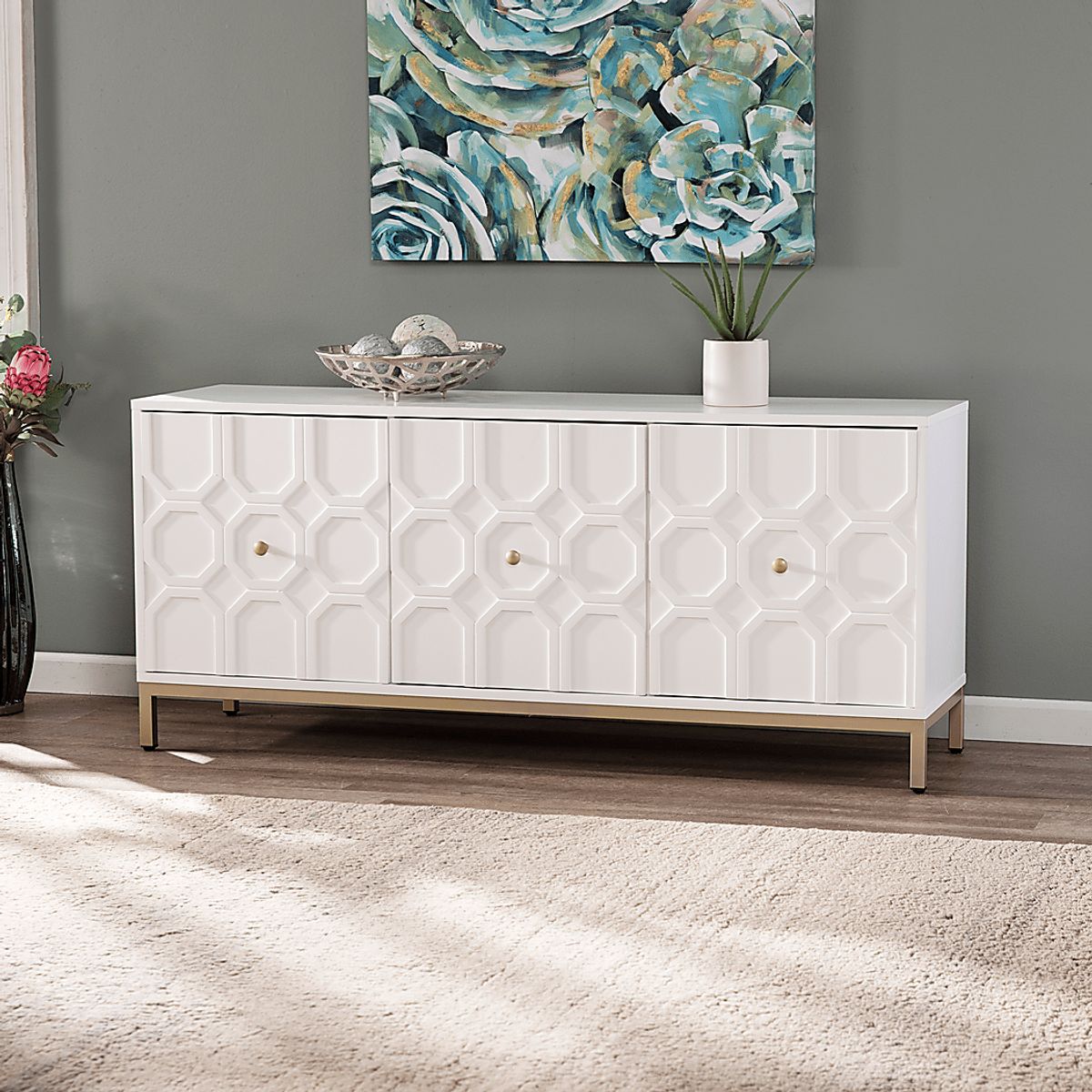 Winesap White Colors,White Credenza | Rooms to Go