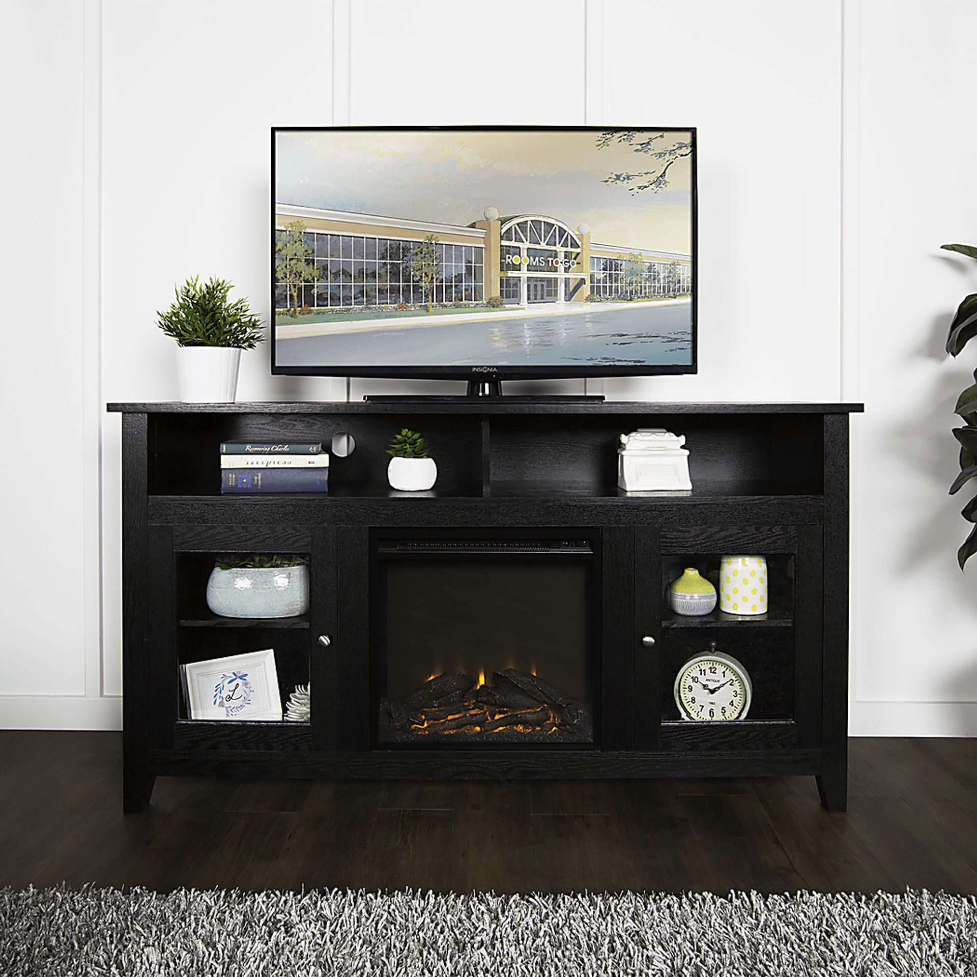 Winfield Trace Black 58 in. Console with Electric Fireplace - Image 5