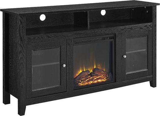 Winfield Trace Black 58 in. Console with Electric Fireplace