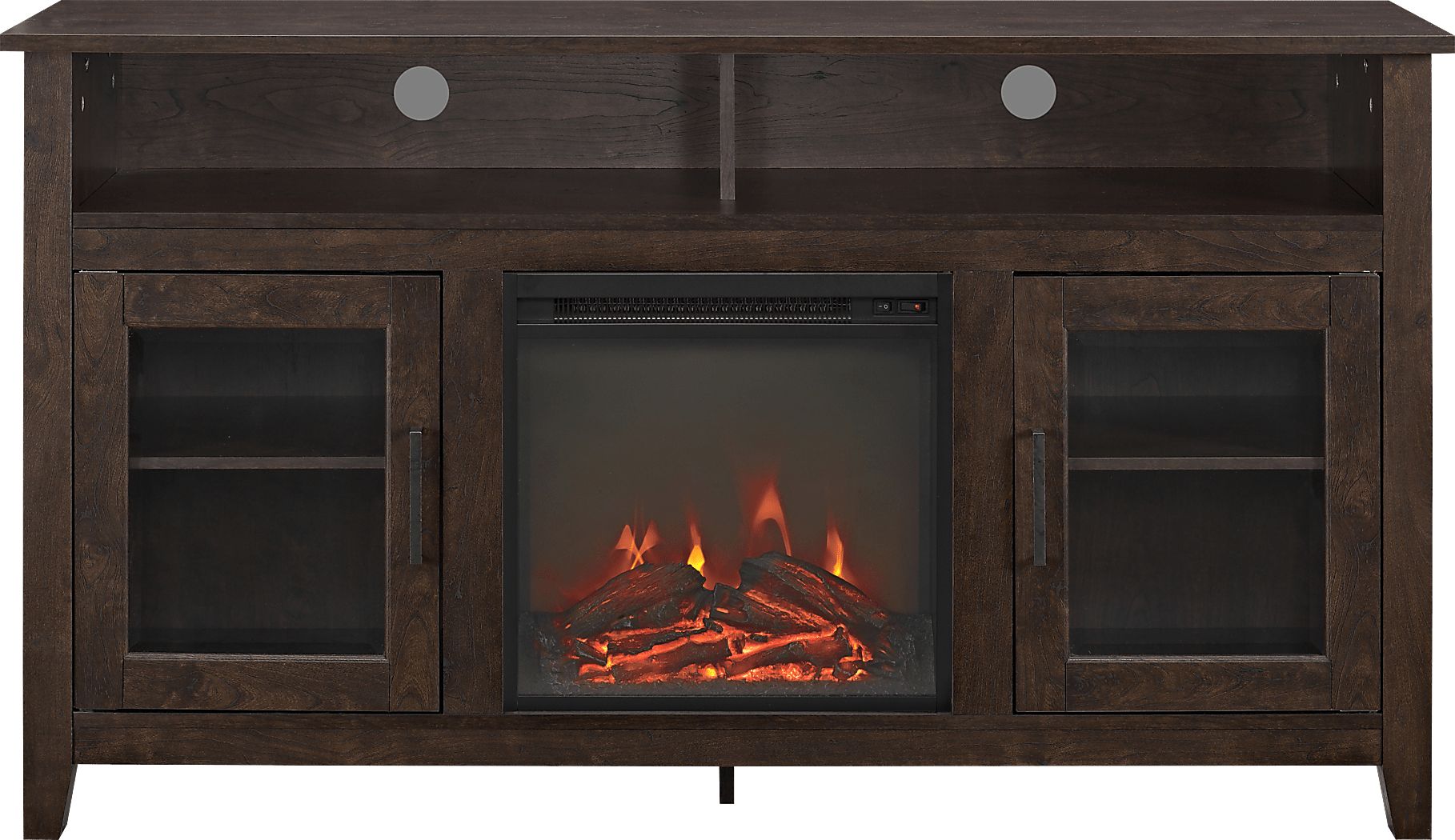 Winfield Trace Brown 58 in. Console with Electric Fireplace Rooms To Go