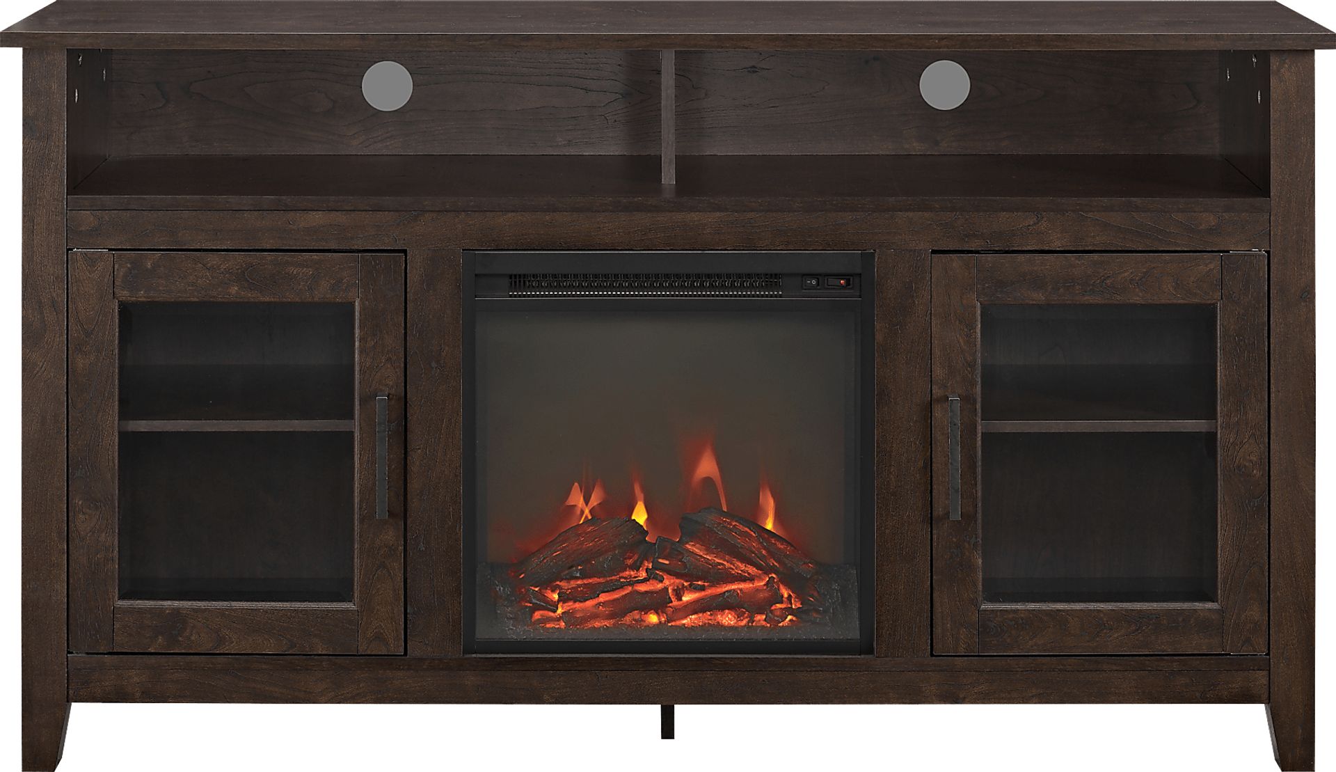 Winfield Trace Brown 58 in. Console with Electric Fireplace - Image 1