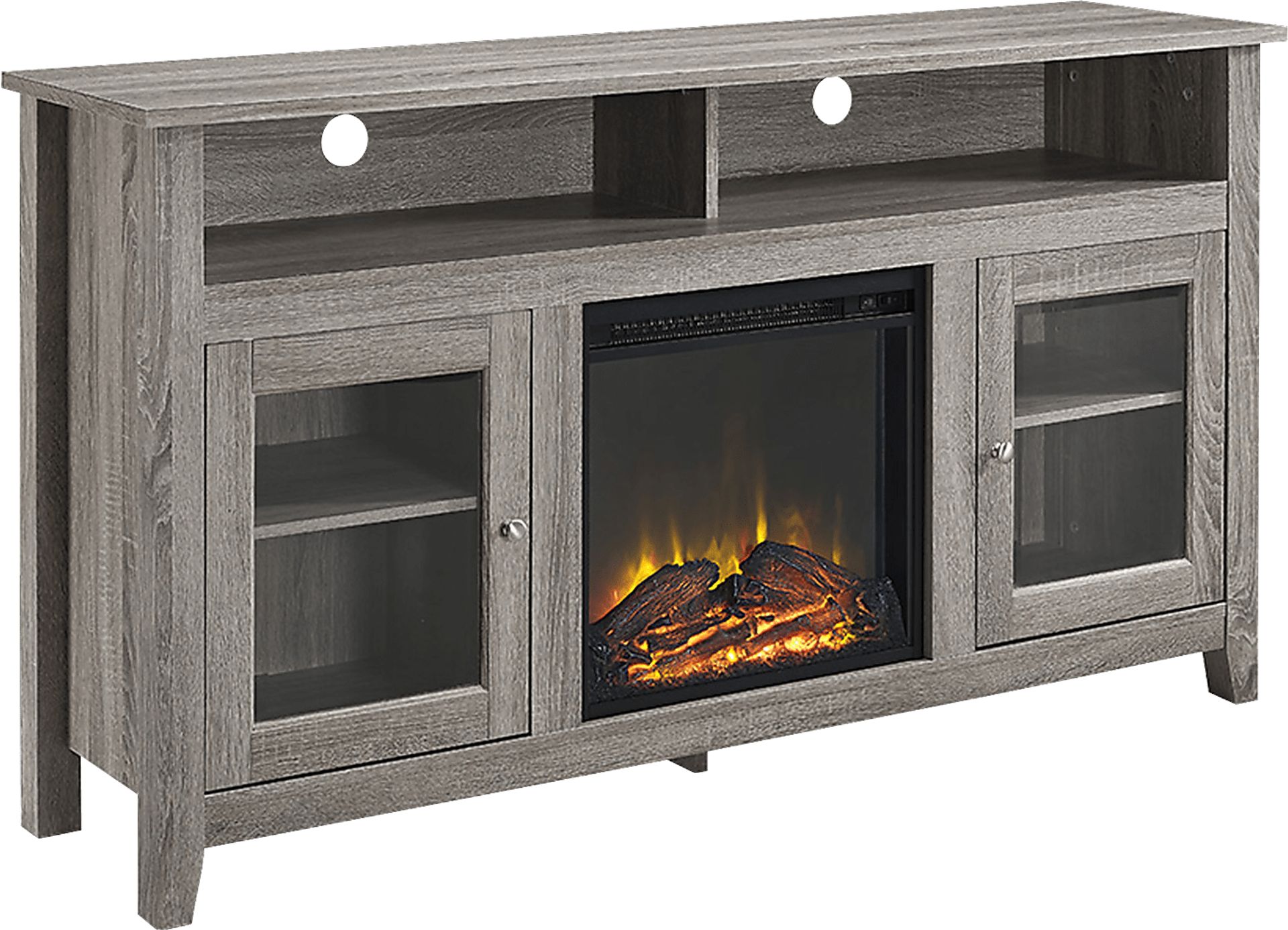 Winfield Trace Brown 58 in. Console with Electric Fireplace - Image 1