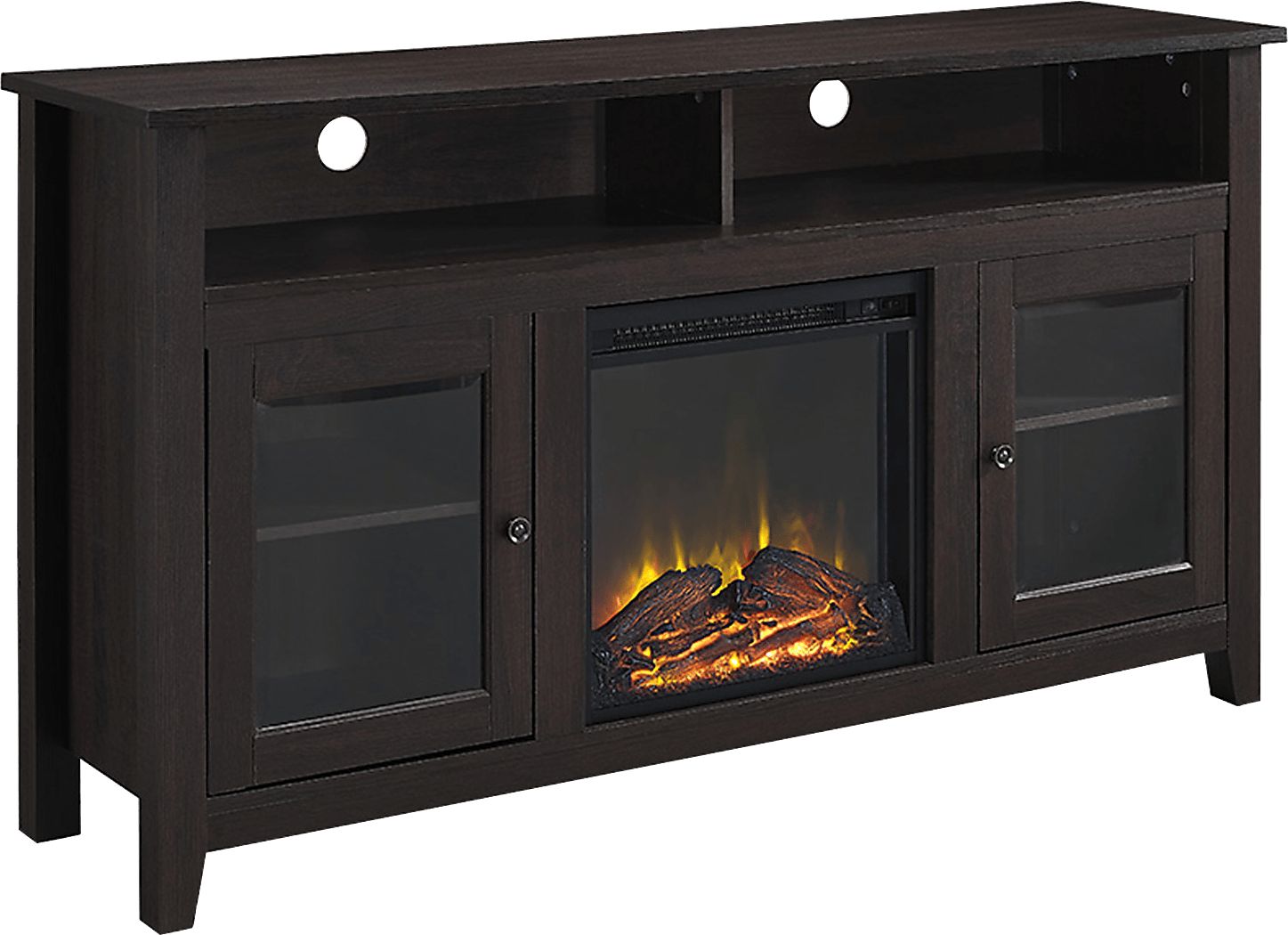 Winfield Trace Espresso 58 in. Console with Electric Fireplace Rooms