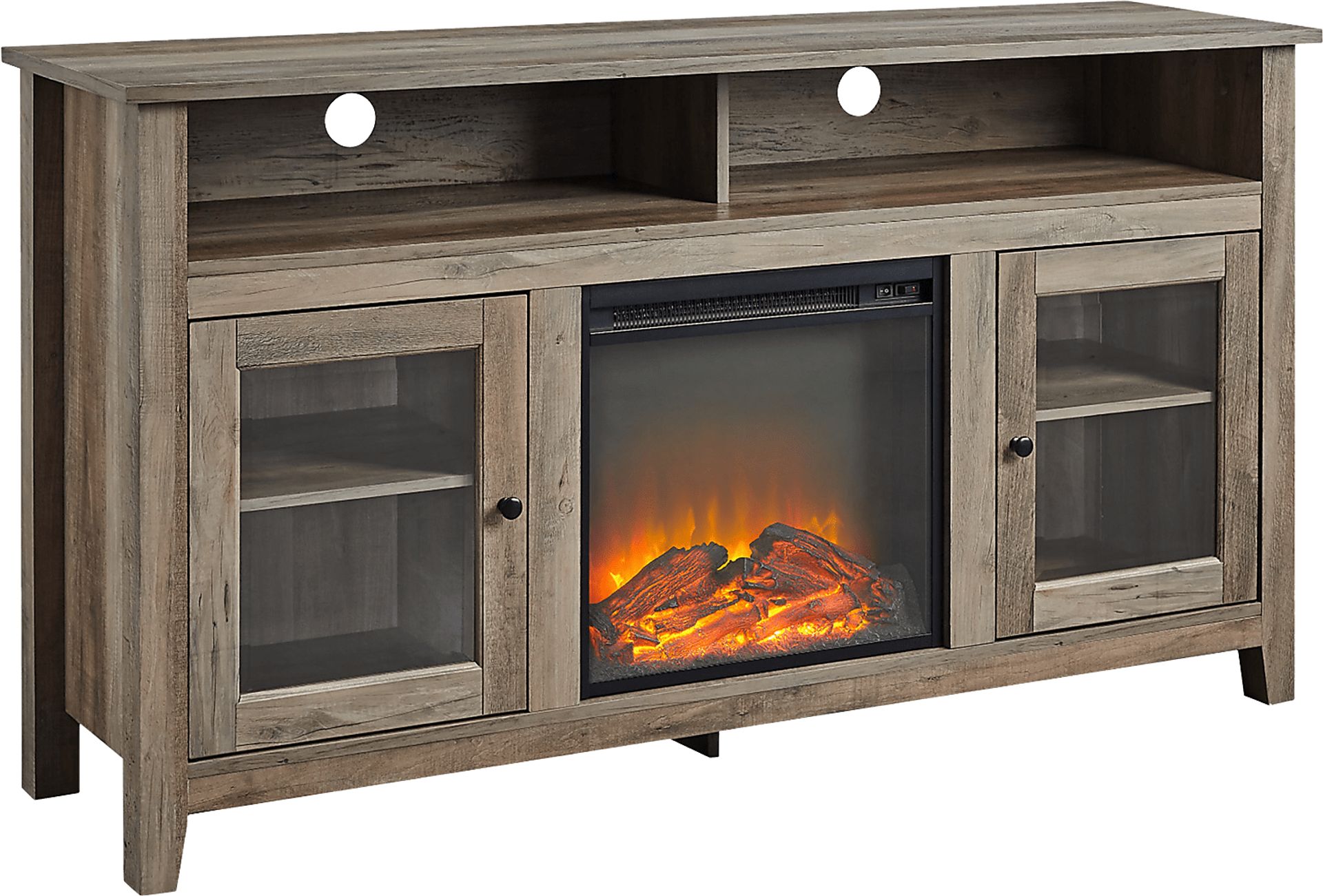Winfield Trace Gray 58 in. Console, With Electric Fireplace - Image 1