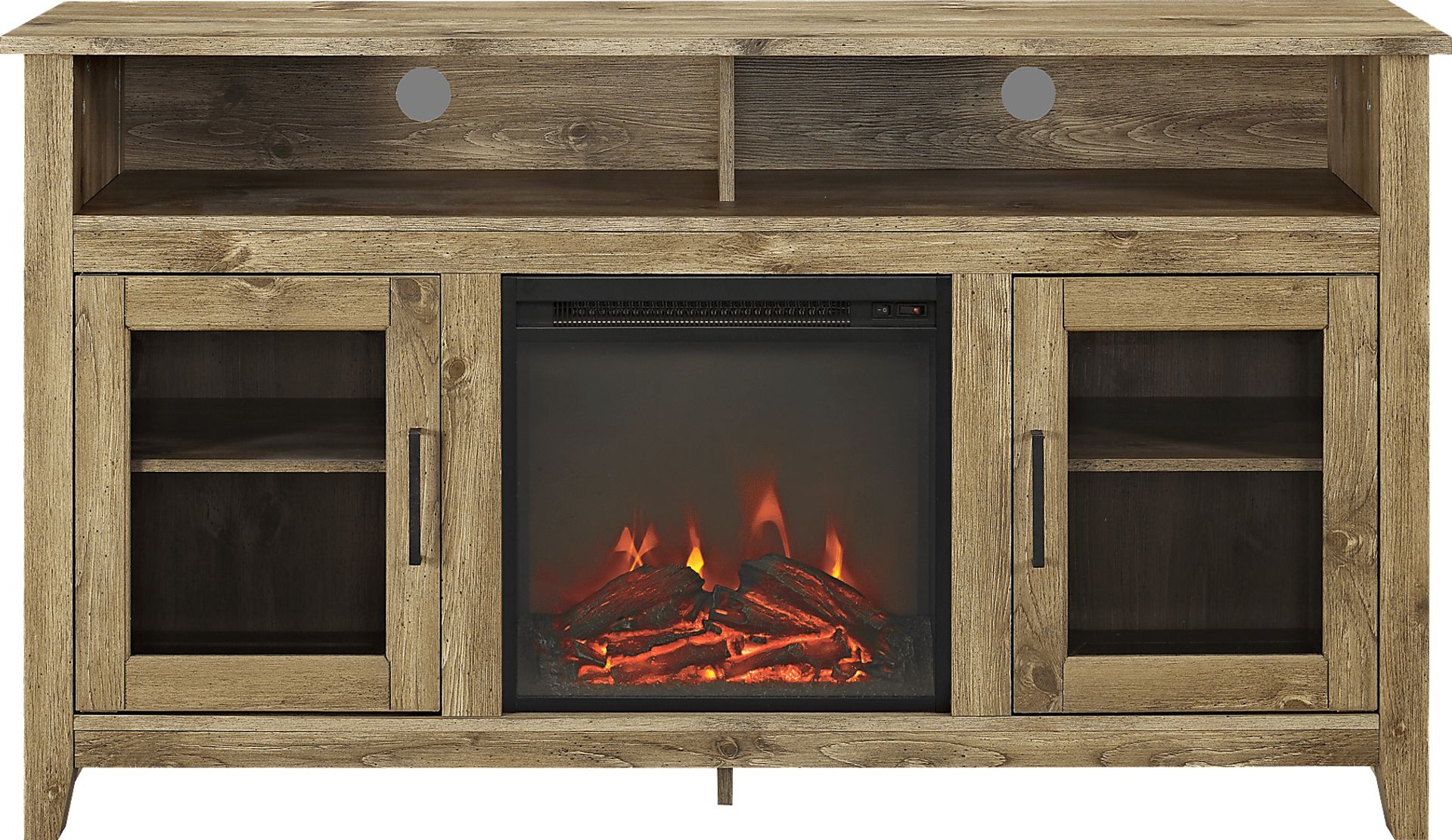 Winfield Trace Natural Barnwood 58 in. Console with Electric Fireplace - Image 1