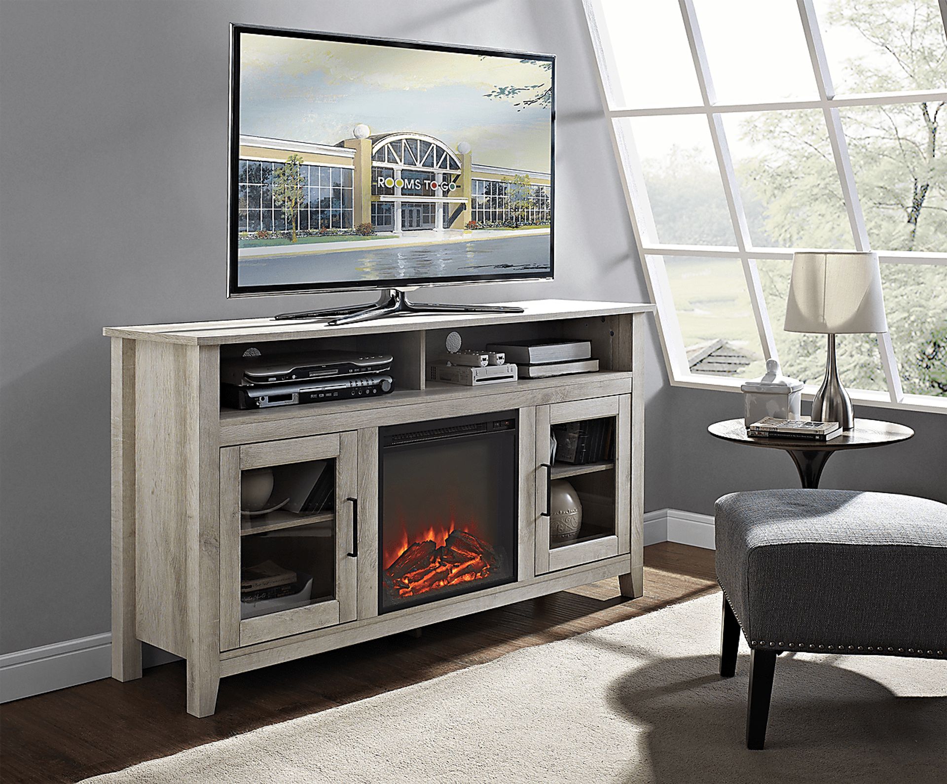 Winfield Trace White 58 in. Console with Electric Fireplace - Image 3