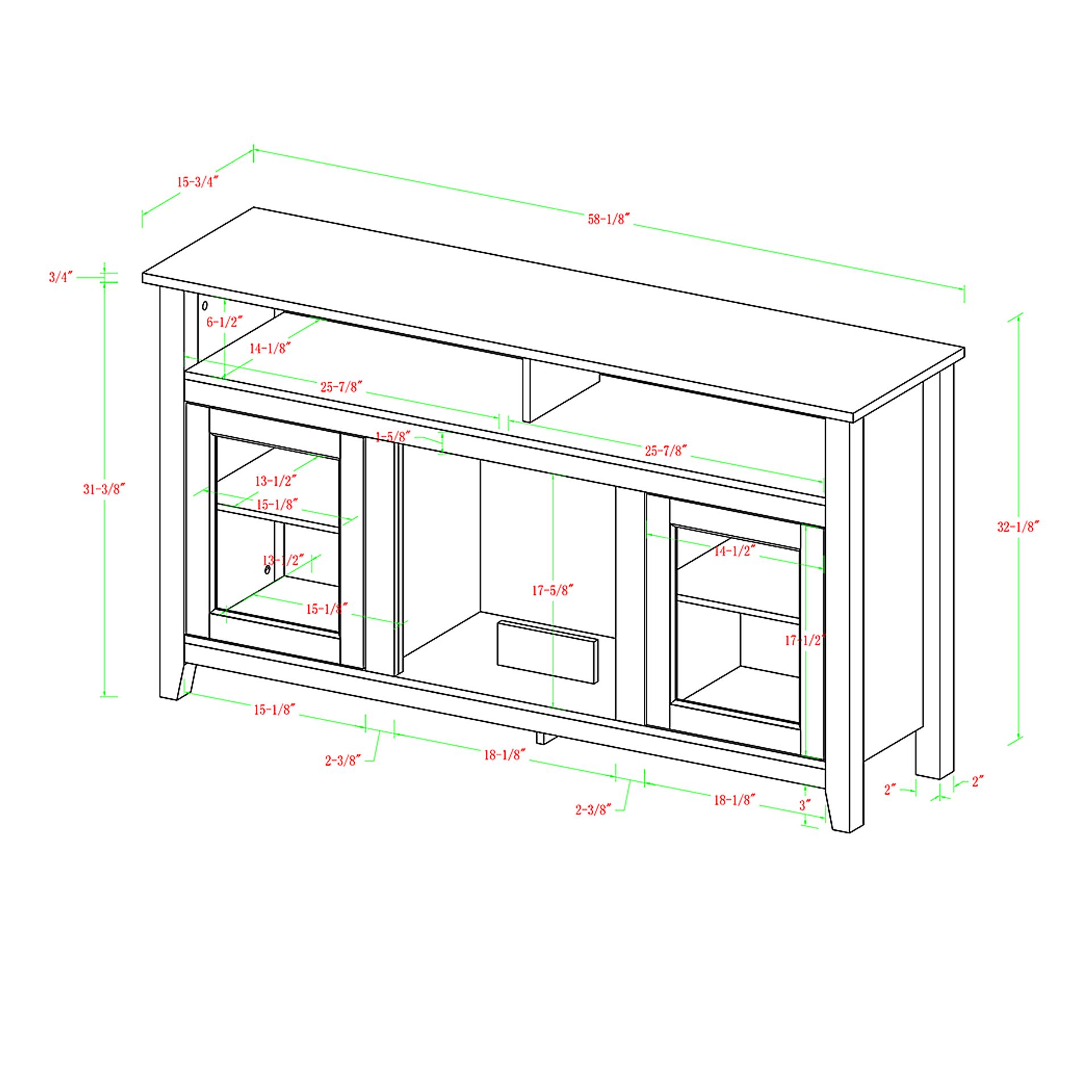 Winfield Trace White 58 in. Console with Electric Fireplace - Image 7