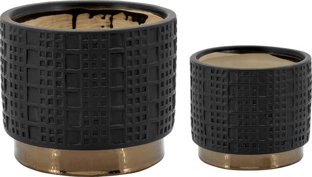 Winoca I Black Planter, Set of 2 - Thumbnail - Image 1