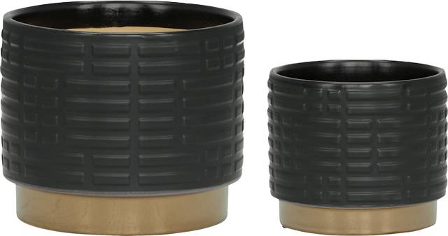 Winoca II Black Planter, Set of 2 - Thumbnail - Image 1
