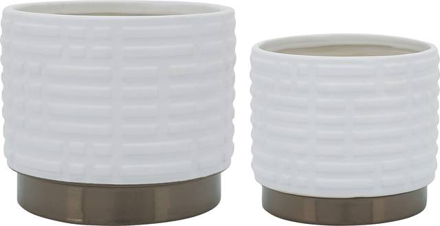 Winoca II White Planter, Set of 2 - Thumbnail - Image 1