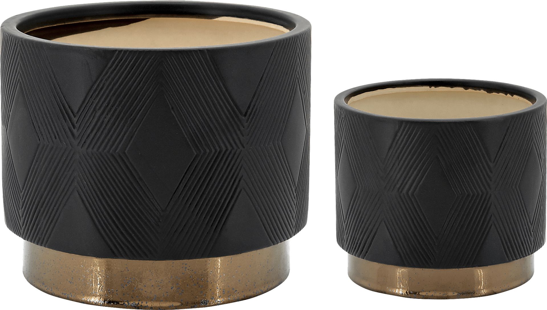 Winoca III Black Planter, Set of 2 - Image 1