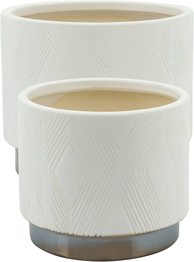Winoca III White Planter, Set of 2 - Thumbnail - Image 2