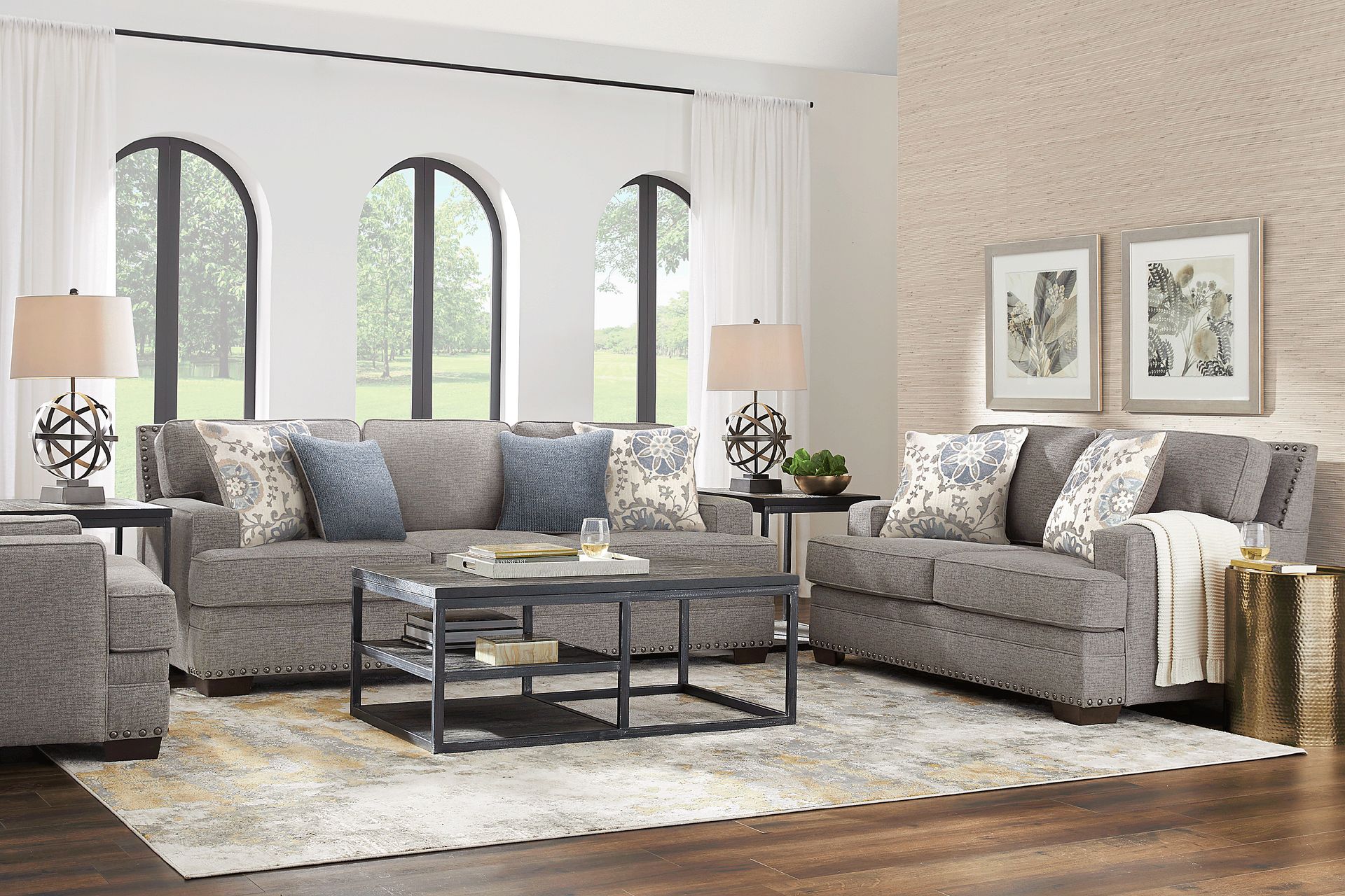 Winsborough Gray 7 Pc Living Room with Gel Foam Sleeper Sofa - Image 1