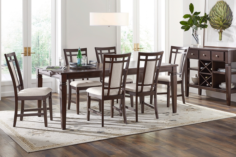 Winslow Brown Cherry 5 Pc Rectangle Dining Room with Upholstered Chairs