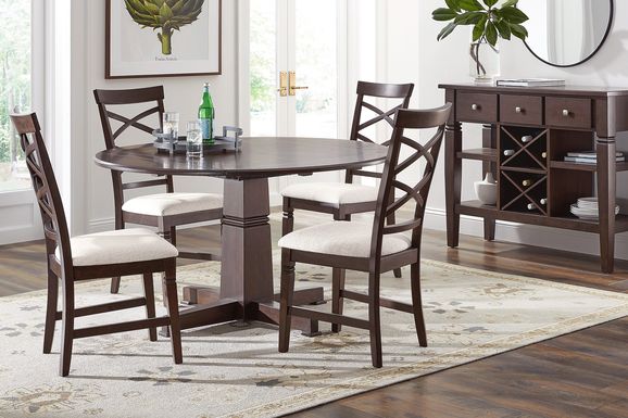 Winslow Brown Cherry 5 Pc Round Dining Room with X-Back Chairs