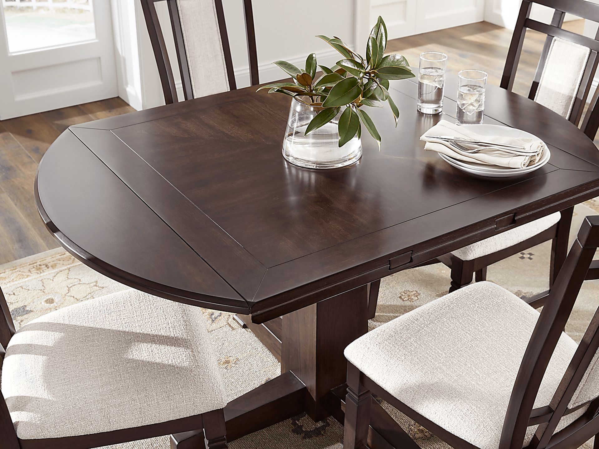 Winslow Brown Cherry 5 Pc Round Dining Room with X-Back Chairs - Image 3
