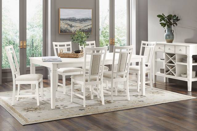 Winslow White 5 Pc Rectangle Dining Room with Upholstered Chairs - Thumbnail - Image 1
