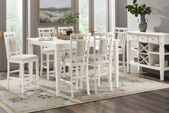 Winslow White 5 Pc Square Counter Height Dining Room with Upholstered Stools