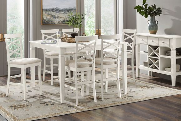 Winslow White 5 Pc Square Counter Height Dining Room with X-Back Stools