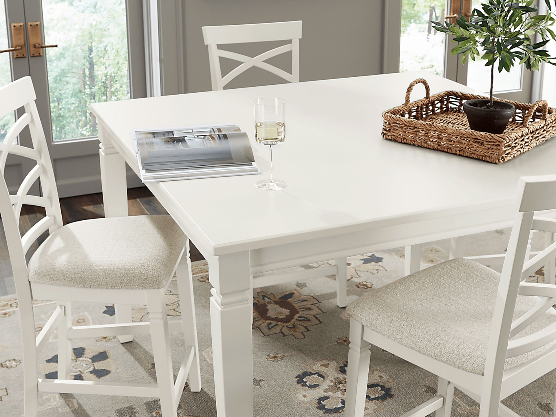 Winslow White Square Counter Height Dining Table - Image 3