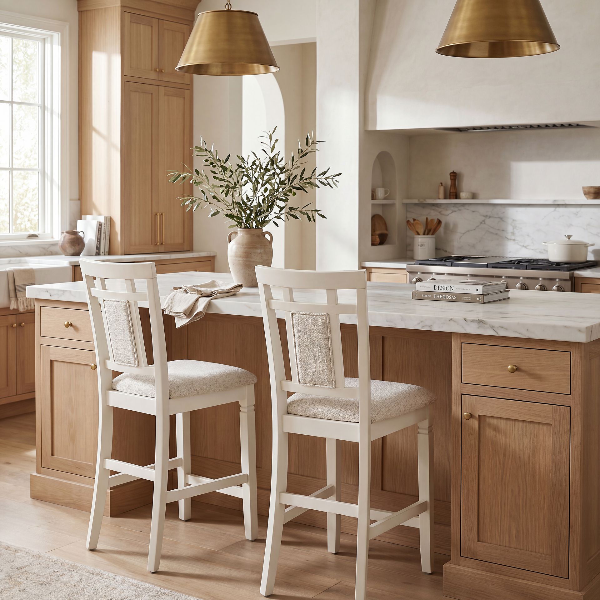 Winslow White 5 Pc Square Counter Height Dining Room with Upholstered Stools - Image 7